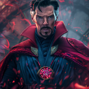 Доктор Стрейндж перед порталом. Marvel. Средний план. Иллюстрация. Постер