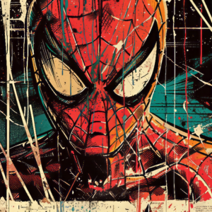 Человек Паук. Marvel. Крупный план. Иллюстрация. Постер